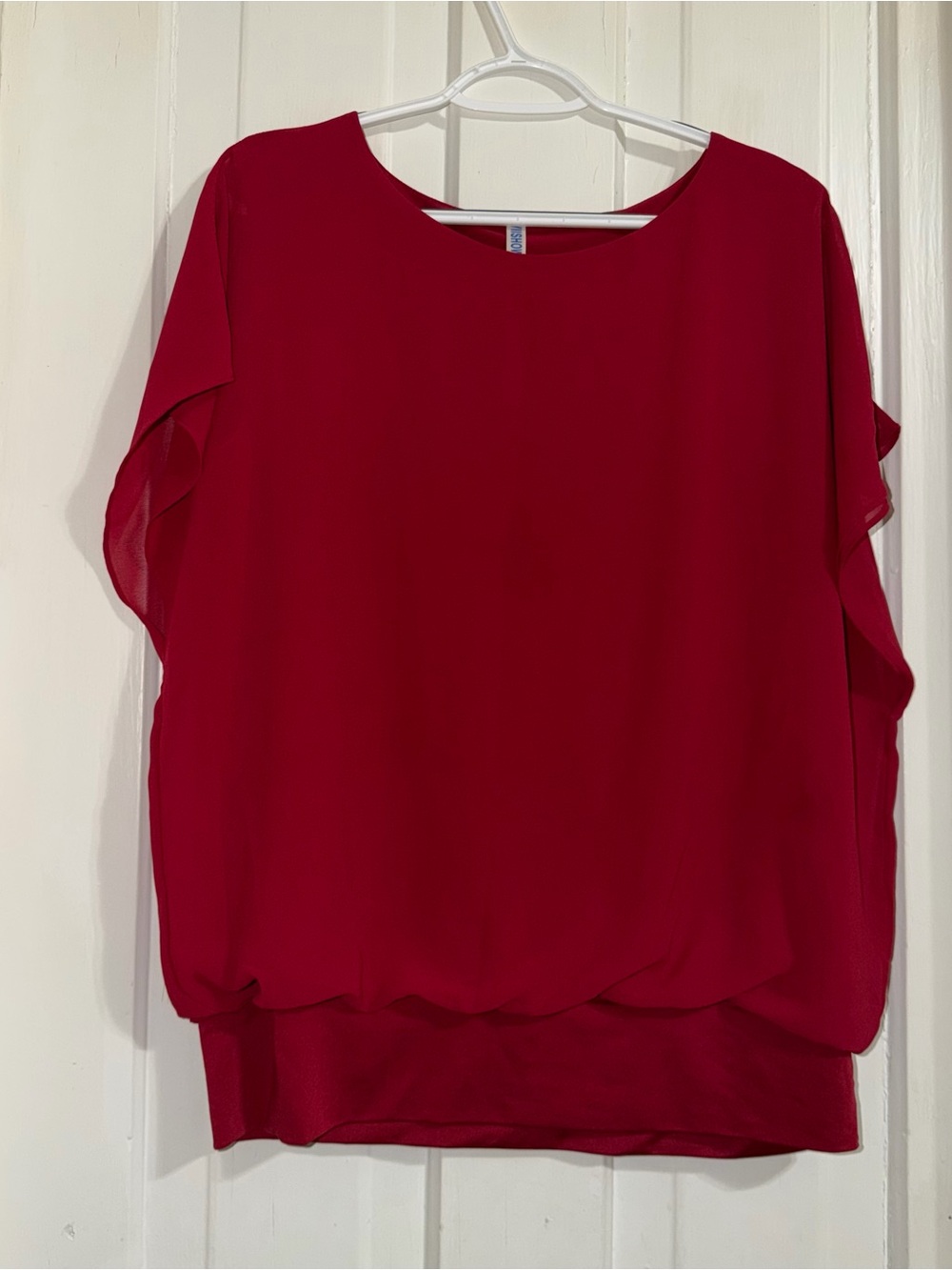 Women's size XL shirt top‎ blouse Red Blouson Sleeve Top